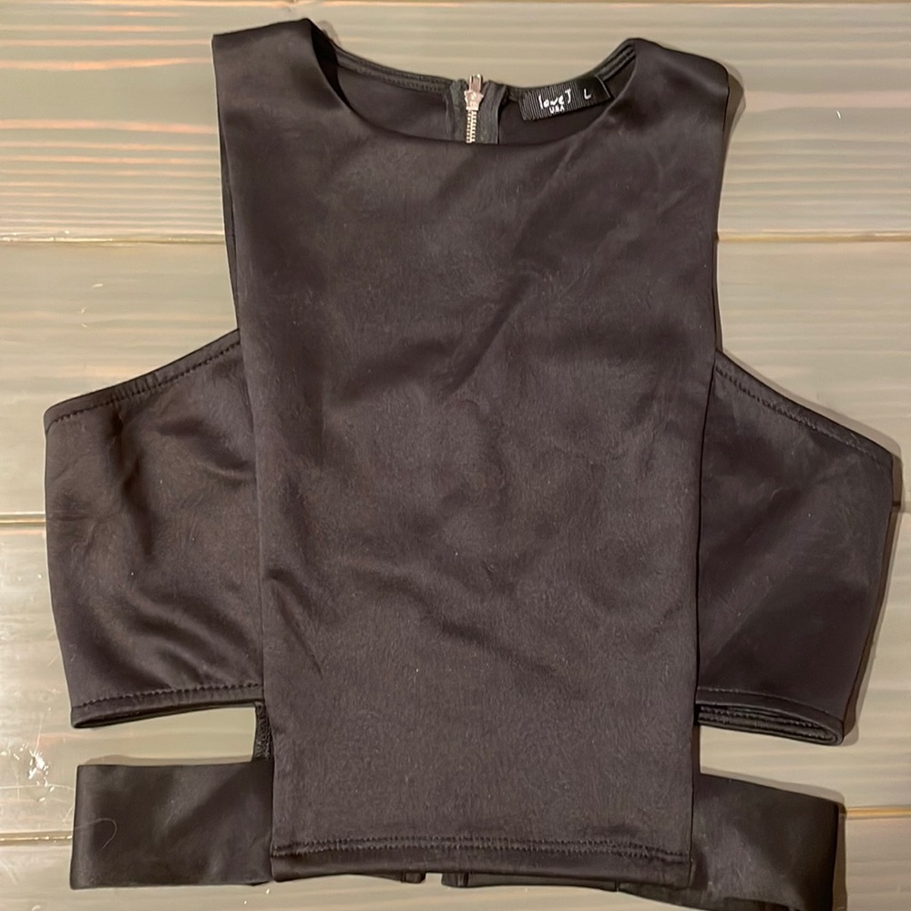 Love J Large Sleeveless Black Crop Top